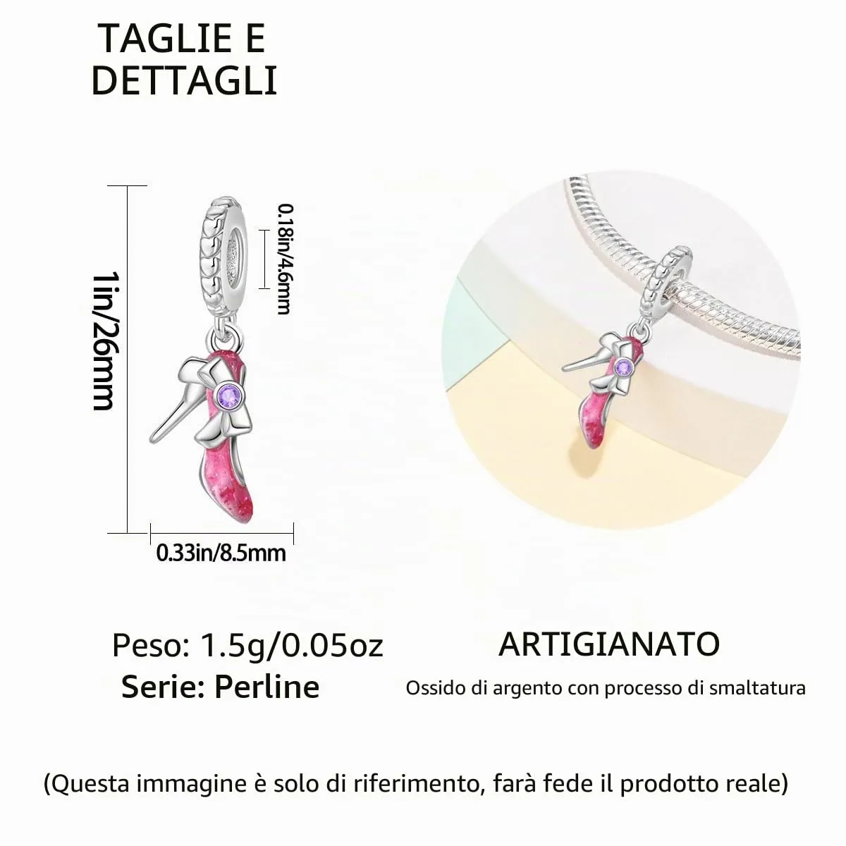 TINSLO Bead Charm in Argento Sterling 925 con Cubic Zirconia per Braccialetti e Collane Pandora e Europei - immagine 5