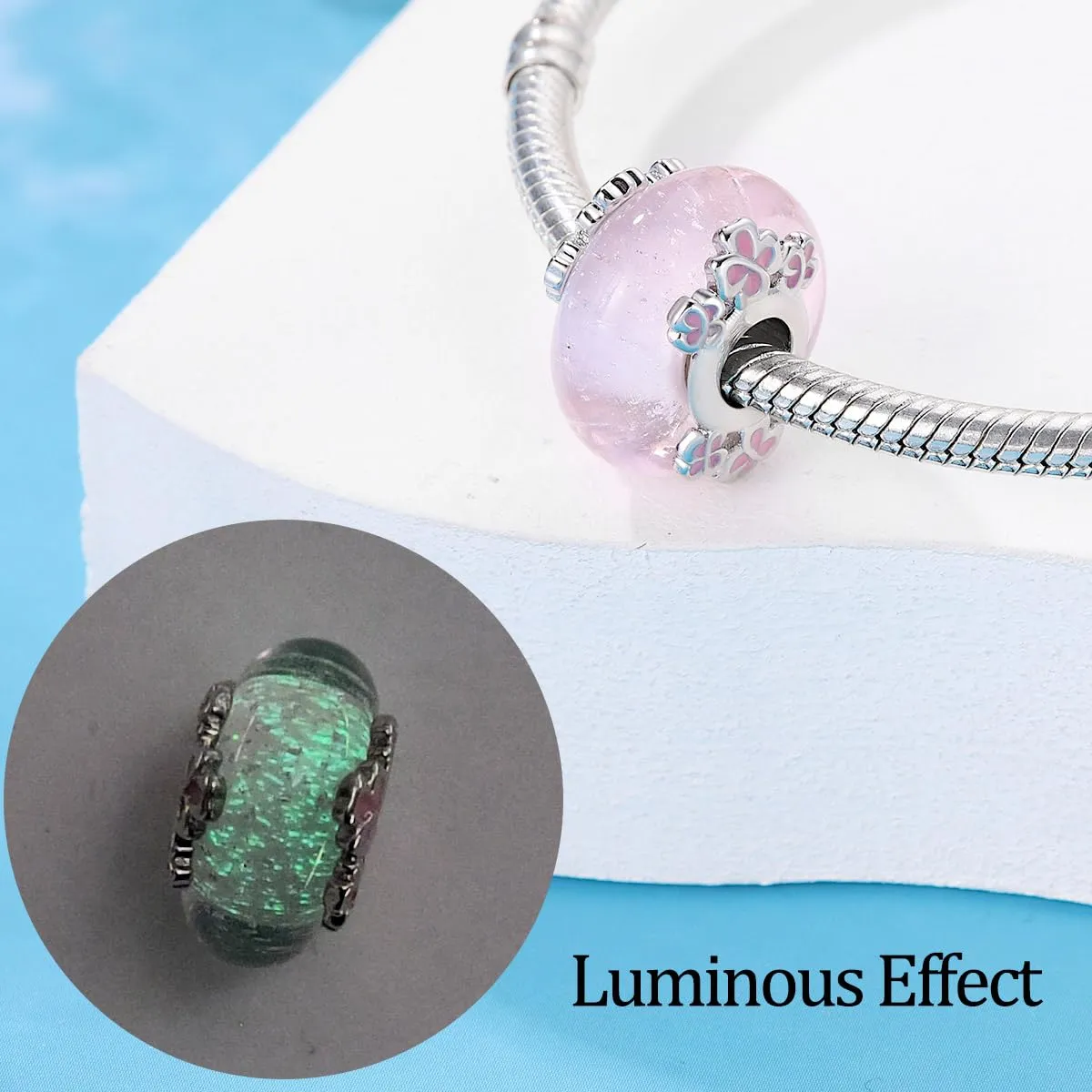 TINSLO Bead Charm in Argento Sterling 925 con Cubic Zirconia per Braccialetti e Collane Europee - immagine 2
