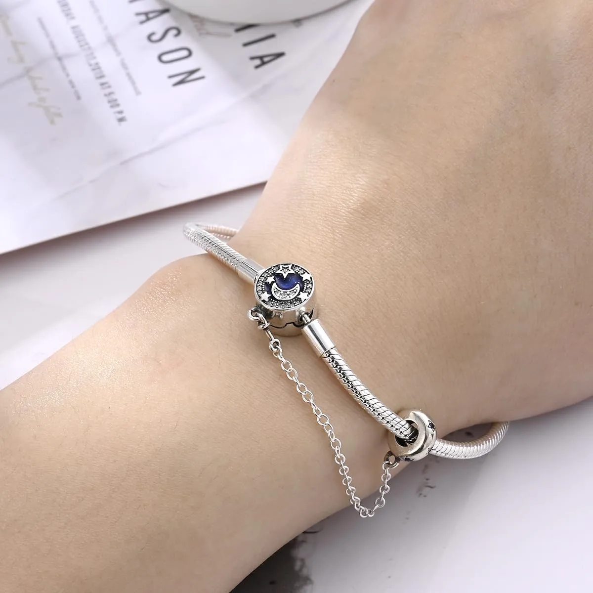 KUNSIR Moments Bracciale Donna in Argento Sterling 925 Snake, Compatibile con Pandora, 18cm - immagine 4