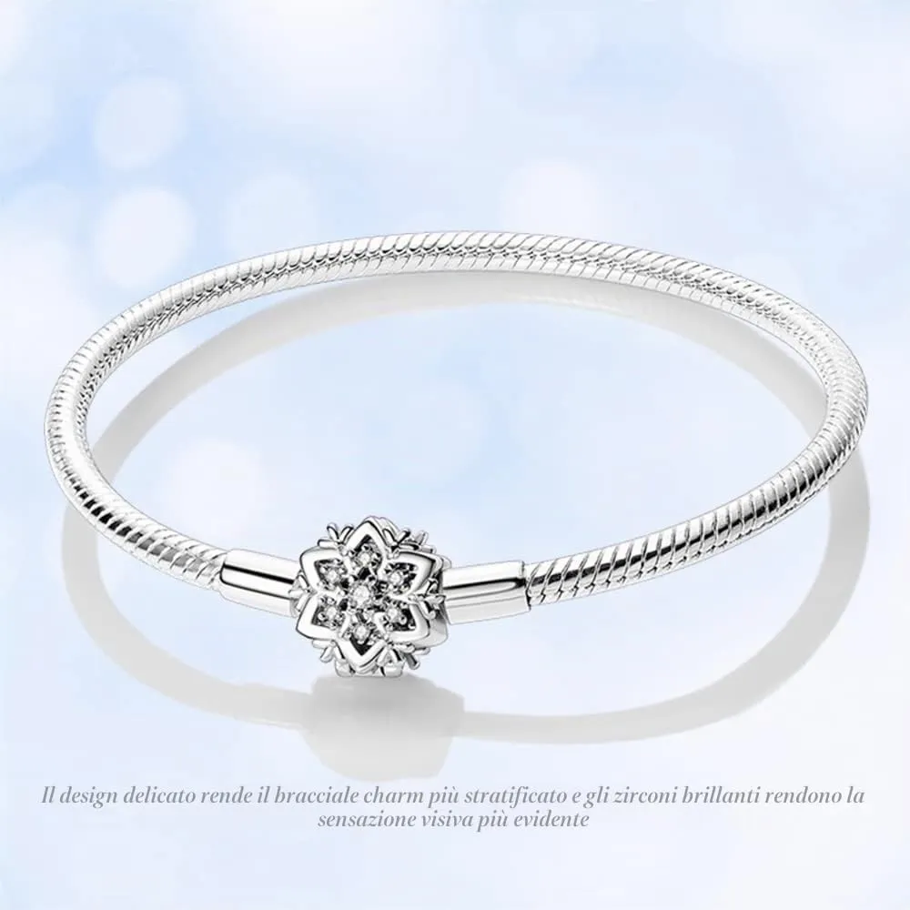 KUNSIR Moments Bracciale Donna in Argento Sterling 925 Snake, Compatibile con Pandora, 18cm - immagine 3
