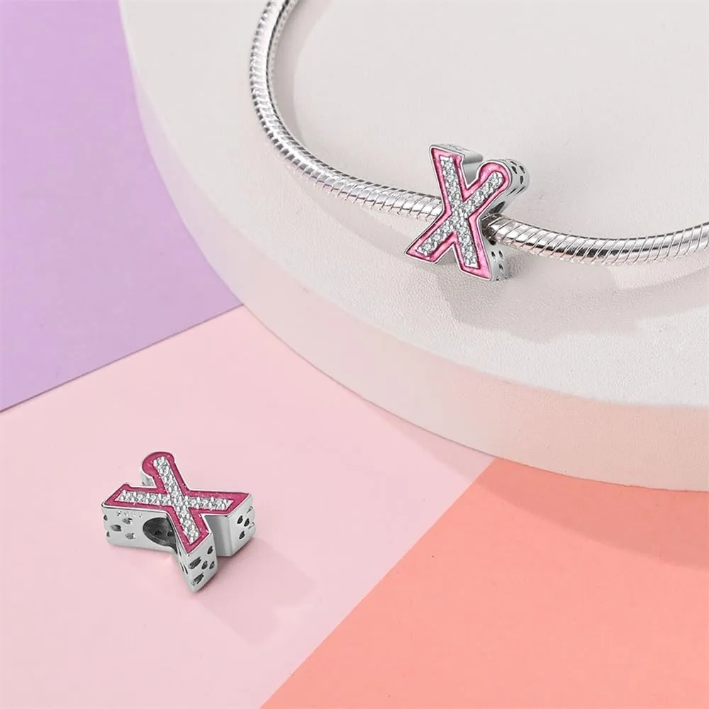 TINSLO Bead Charm Lettere in Argento Sterling 925 con Cubic Zirconia per Braccialetti e Collane Europee - immagine 2