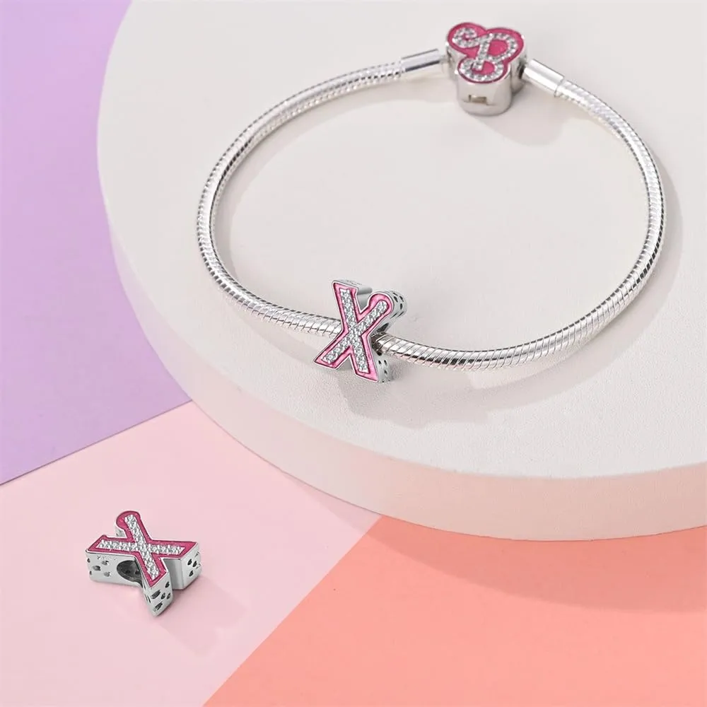 TINSLO Bead Charm Lettere in Argento Sterling 925 con Cubic Zirconia per Braccialetti e Collane Europee - immagine 3