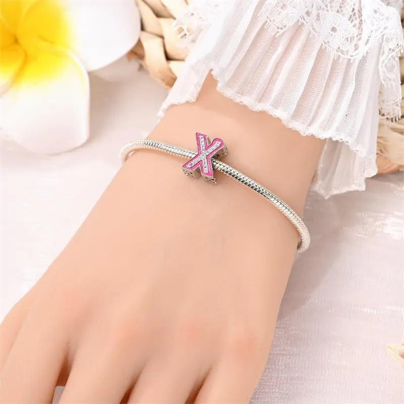 TINSLO Bead Charm Lettere in Argento Sterling 925 con Cubic Zirconia per Braccialetti e Collane Europee - immagine 4