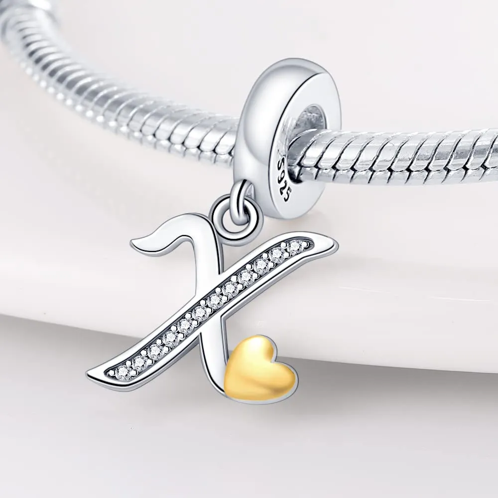 TINSLO Bead Charm Lettere in Argento Sterling 925 con Cubic Zirconia per Braccialetti e Collane Europee - immagine 2