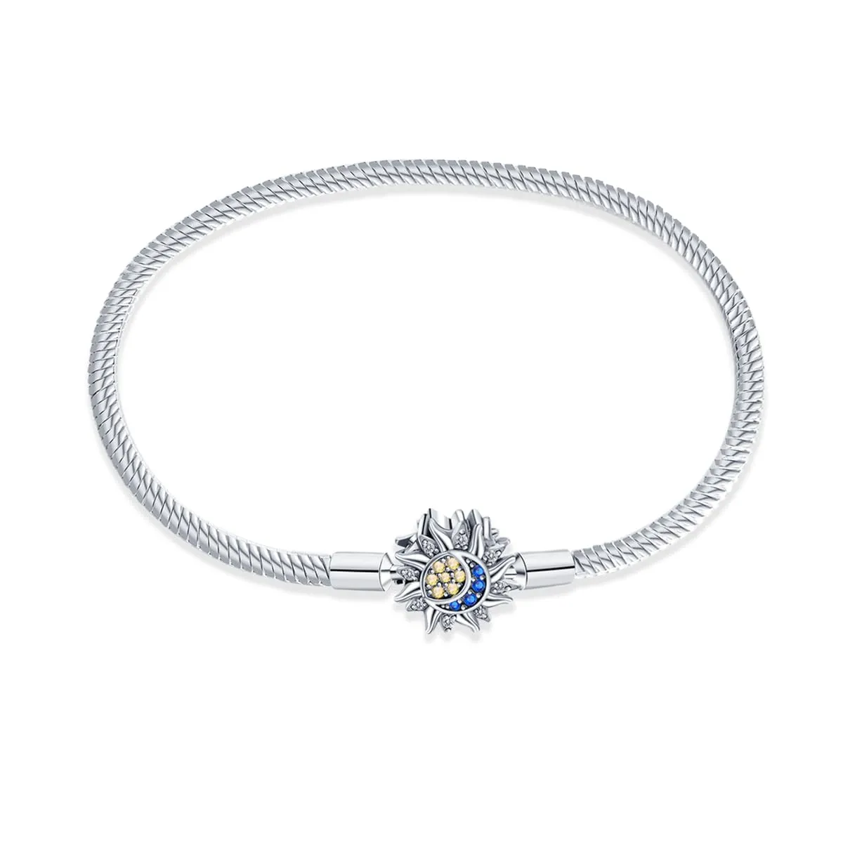 KUNSIR Moments Bracciale Donna in Argento Sterling 925 Snake, Compatibile con Pandora Ciondolo, 17cm - immagine 1