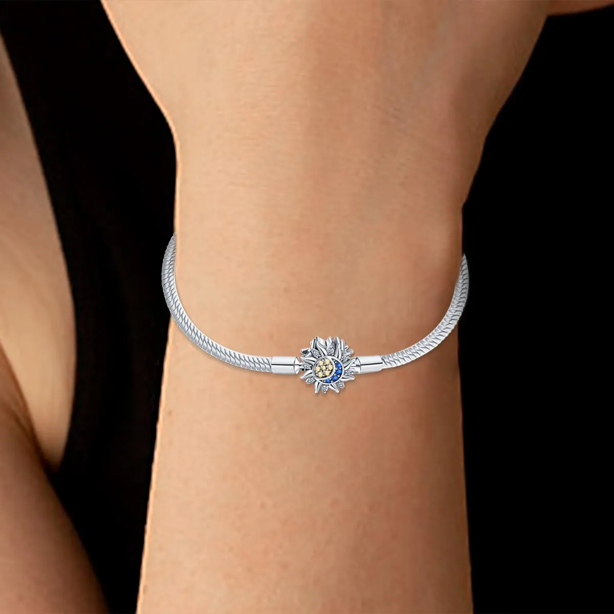 KUNSIR Moments Bracciale Donna in Argento Sterling 925 Snake, Compatibile con Pandora Ciondolo, 17cm - immagine 4