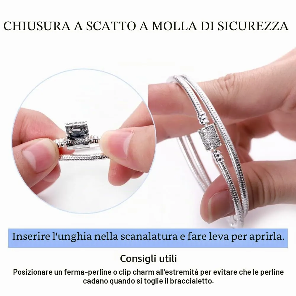 KUNSIR Moments Bracciale Snake in Argento Sterling 925 Compatibile con Pandora, 19cm - immagine 2