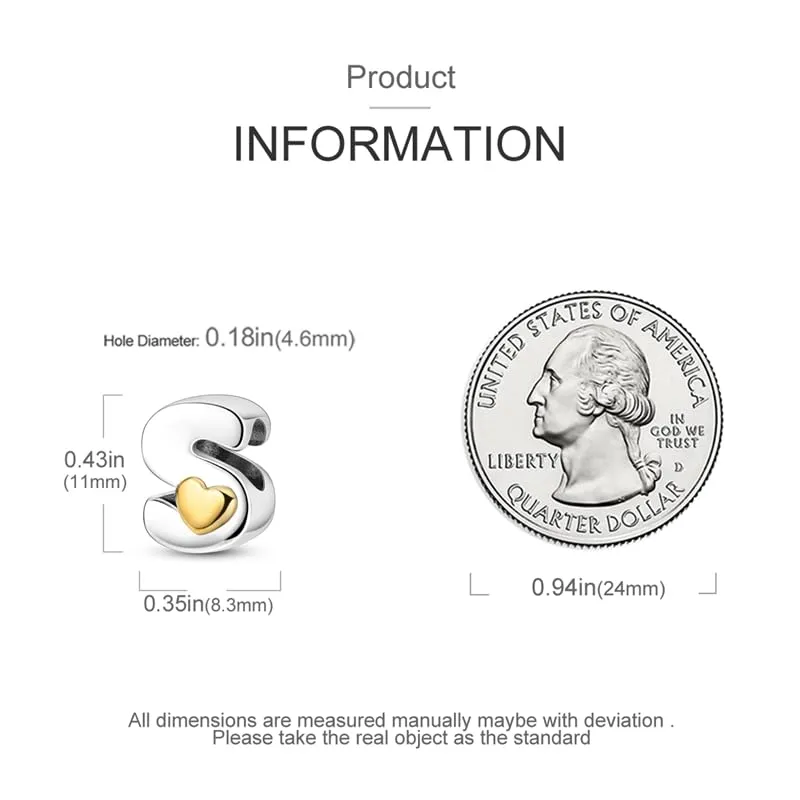 TINSLO Bead Charm Lettere in Argento Sterling 925 con Cubic Zirconia, Compatibile con Braccialetti e Collane Europei - immagine 5