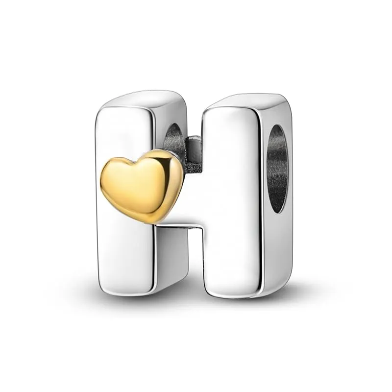 TINSLO Bead Charm Lettere in Argento Sterling 925 con Cubic Zirconia per Braccialetti e Collane Pandora e Europei - immagine 1