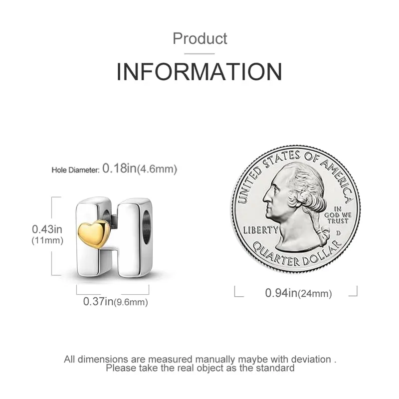 TINSLO Bead Charm Lettere in Argento Sterling 925 con Cubic Zirconia per Braccialetti e Collane Pandora e Europei - immagine 5