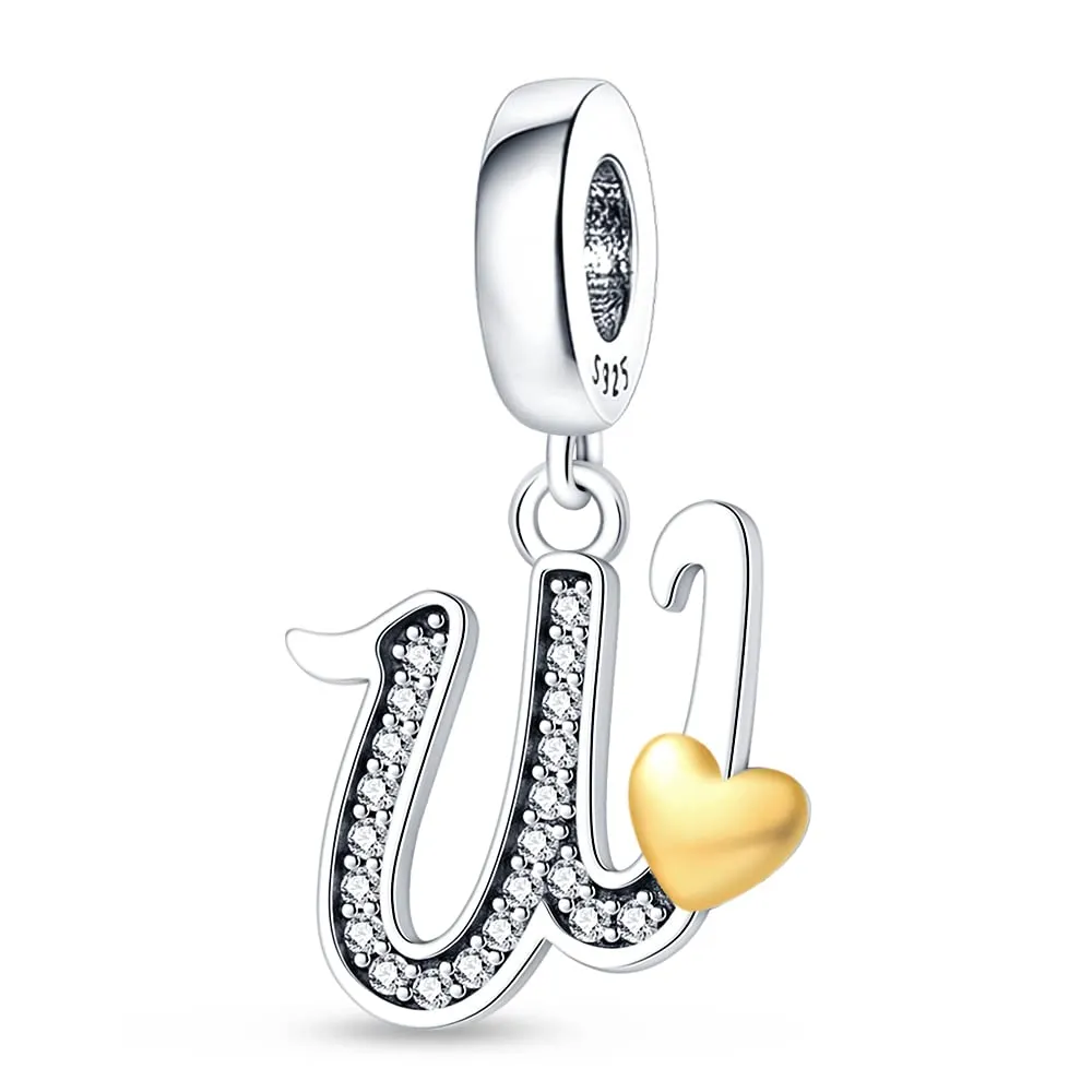 TINSLO Bead Charm Lettere in Argento Sterling 925 con Cubic Zirconia, Compatibile con Braccialetti e Collane Europee e Pandora - immagine 1