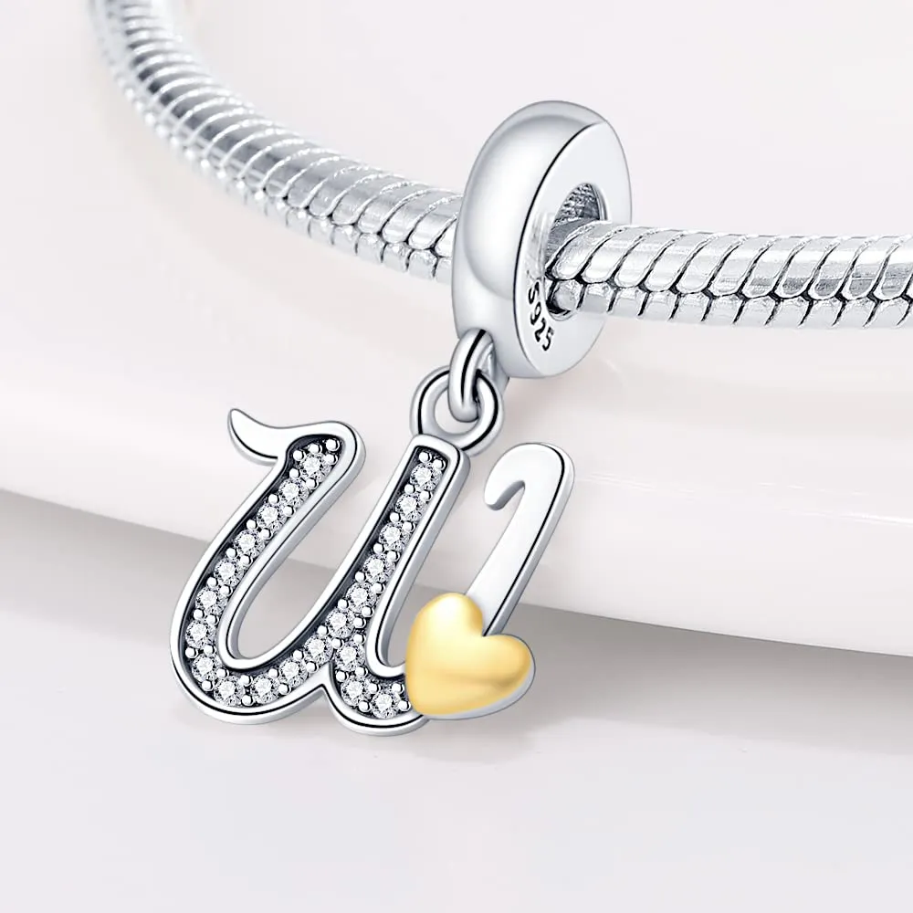 TINSLO Bead Charm Lettere in Argento Sterling 925 con Cubic Zirconia, Compatibile con Braccialetti e Collane Europee e Pandora - immagine 2