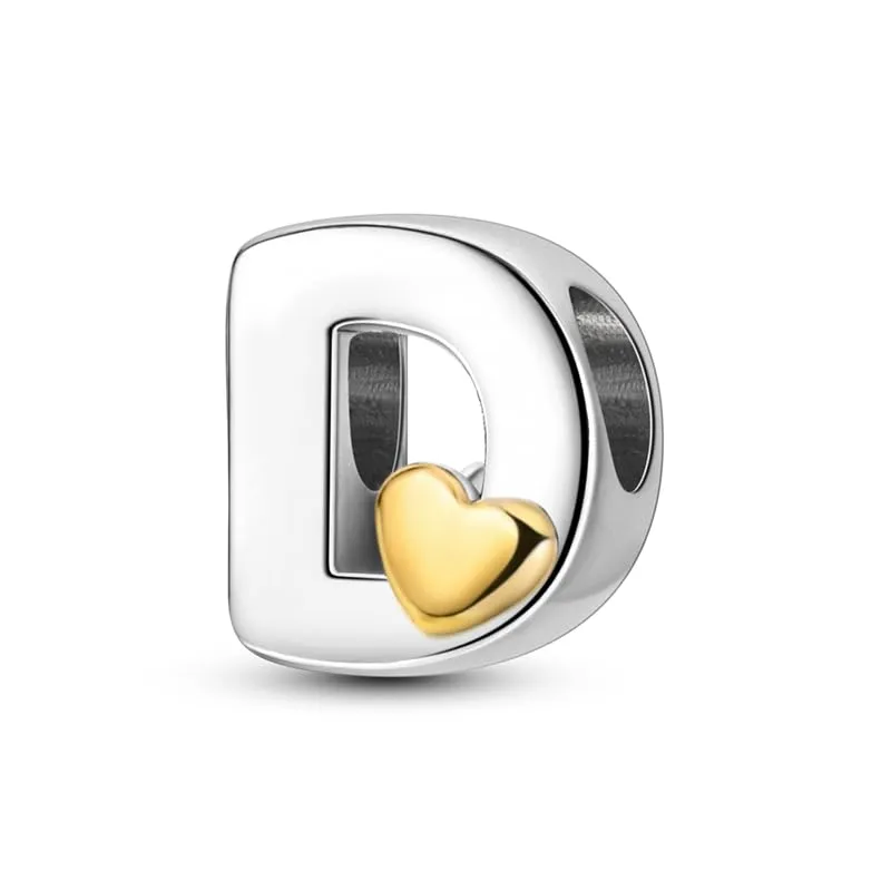 TINSLO Bead Charm Lettere in Argento Sterling 925 con Cubic Zirconia per Braccialetti e Collane Pandora e Europei - immagine 1