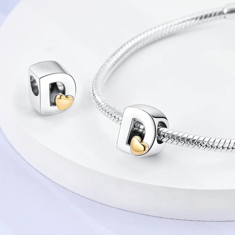 TINSLO Bead Charm Lettere in Argento Sterling 925 con Cubic Zirconia per Braccialetti e Collane Pandora e Europei - immagine 2