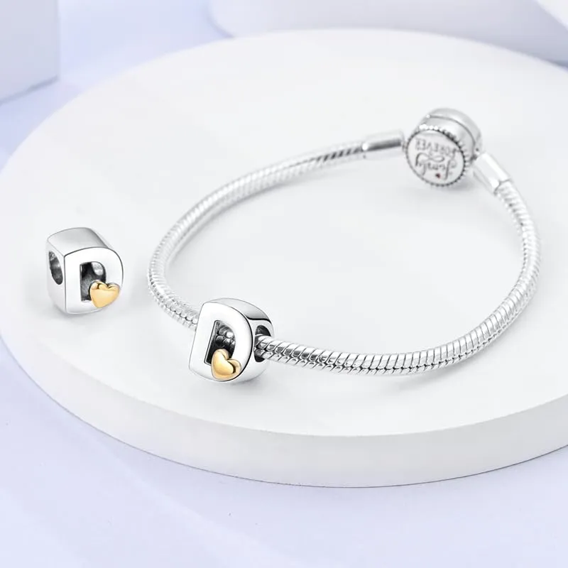 TINSLO Bead Charm Lettere in Argento Sterling 925 con Cubic Zirconia per Braccialetti e Collane Pandora e Europei - immagine 3