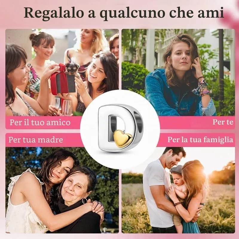 TINSLO Bead Charm Lettere in Argento Sterling 925 con Cubic Zirconia per Braccialetti e Collane Pandora e Europei - immagine 6