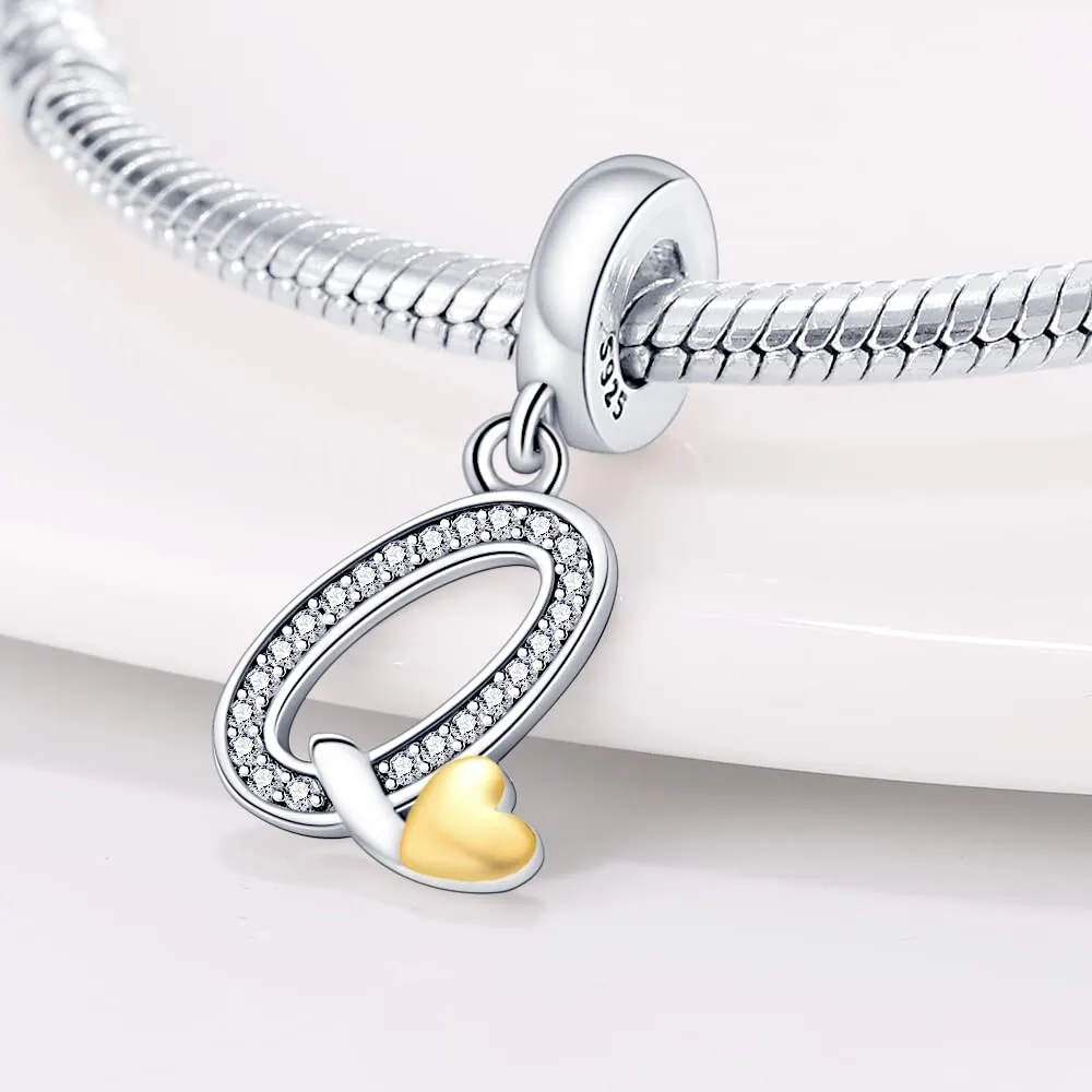 TINSLO Bead Charm Lettere in Argento Sterling 925 con Cubic Zirconia per Braccialetti e Collane Europei - immagine 2