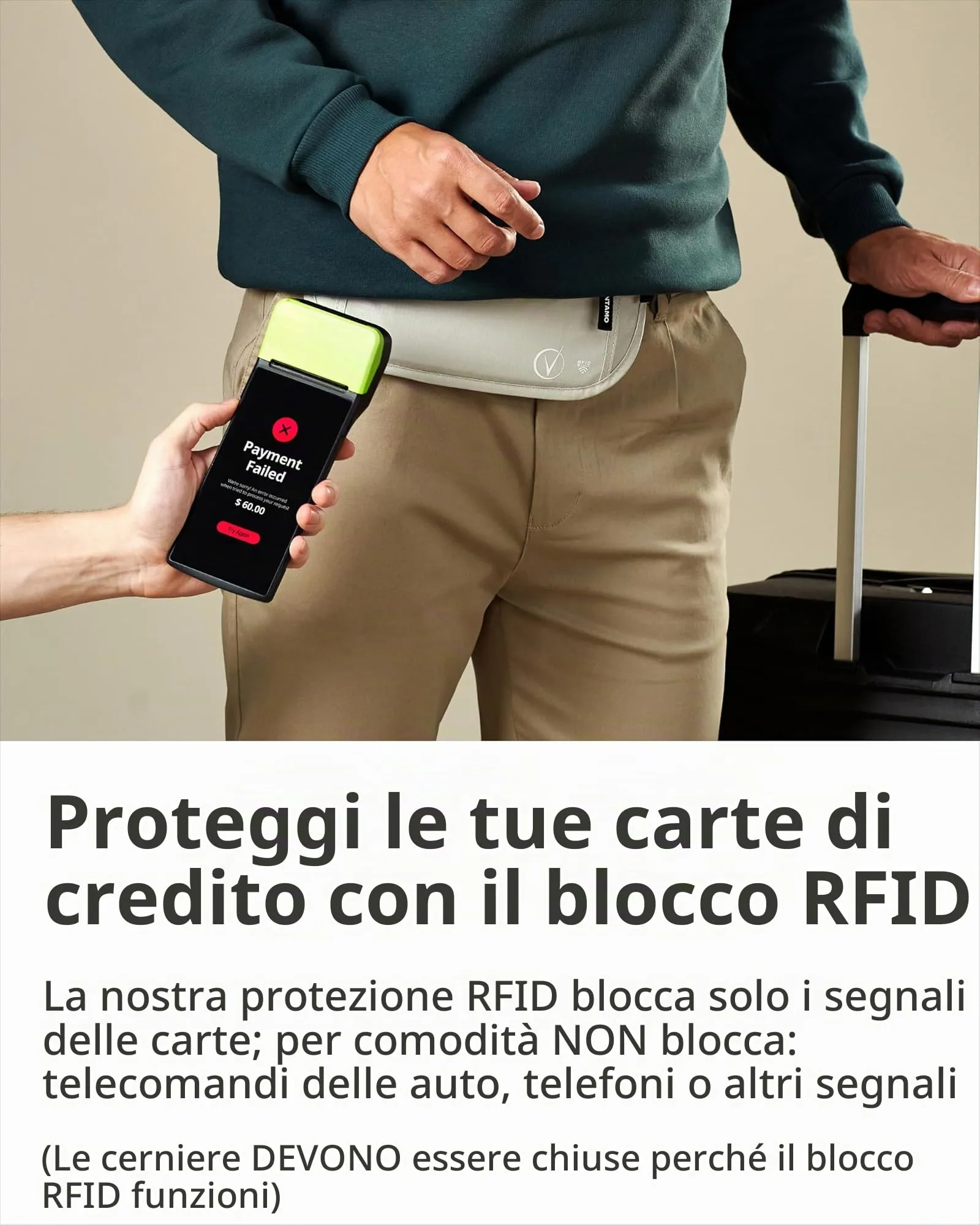 Vantamo Marsupio Ultrapiatto con Protezione RFID per Uomo e Donna - immagine 3