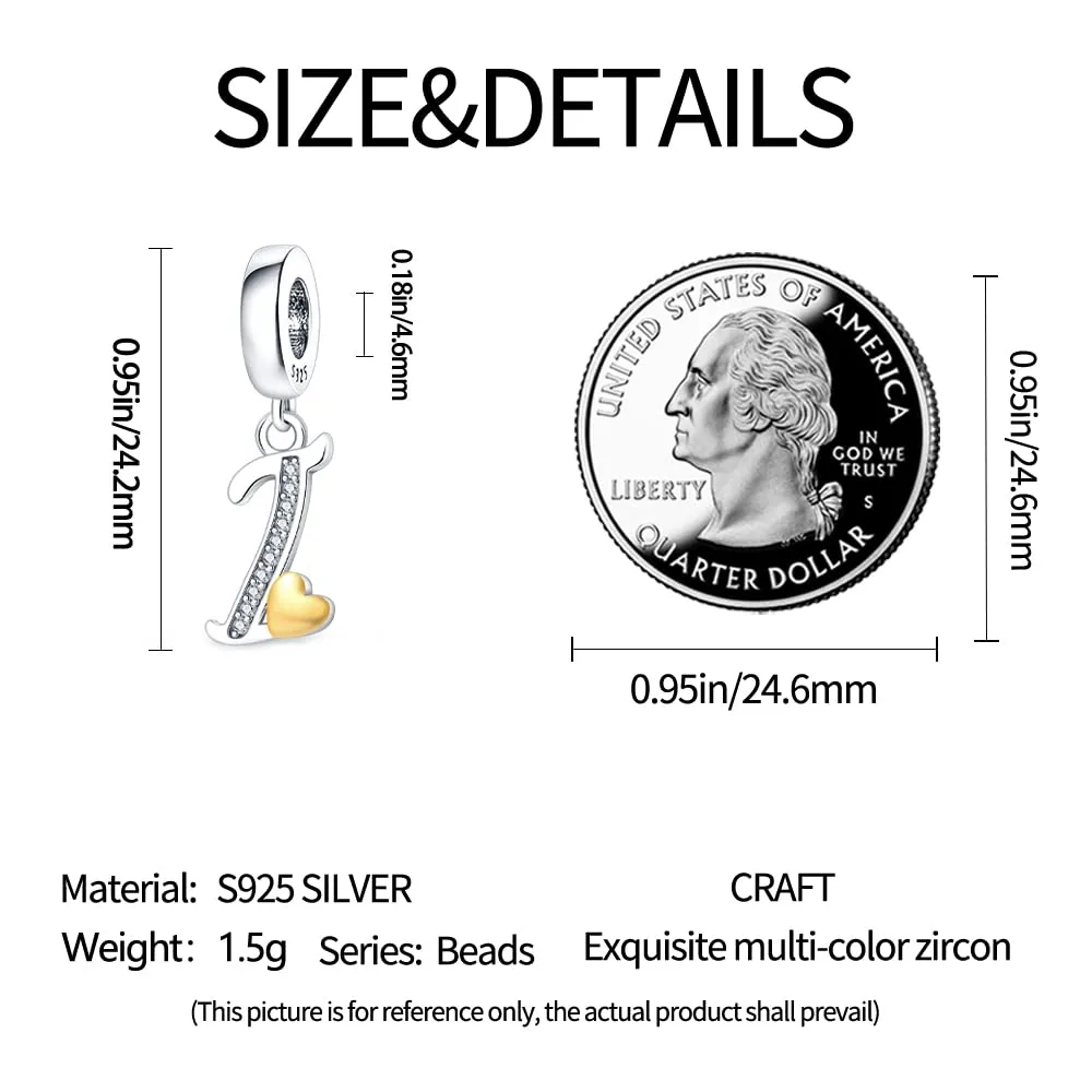 TINSLO Bead Charm Lettere in Argento Sterling 925 con Cubic Zirconia per Braccialetti e Collane Europee - immagine 5