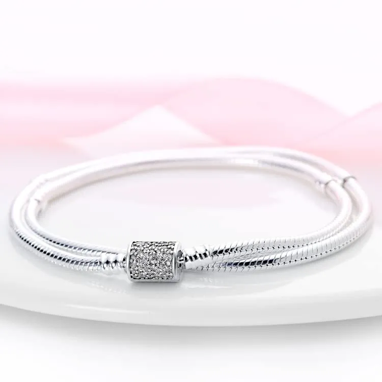 KUNSIR Moments Bracciale Snake in Argento Sterling 925 per Donna, Compatibile con Pandora, 17cm - immagine 3