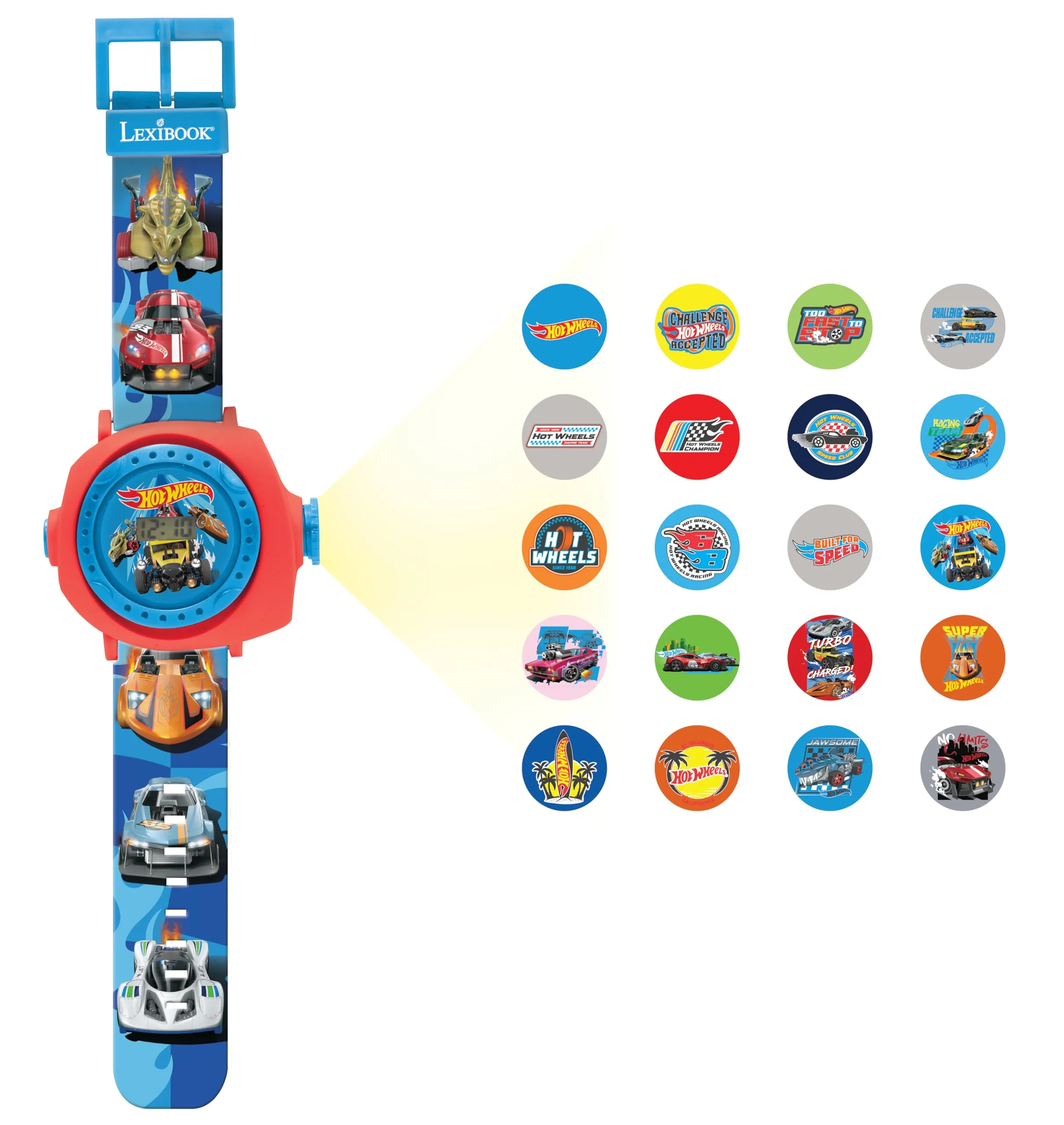 Lexibook Hot Wheels Orologio da Proiezione con Schermo Digitale, Blu, DMW050HW - immagine 2