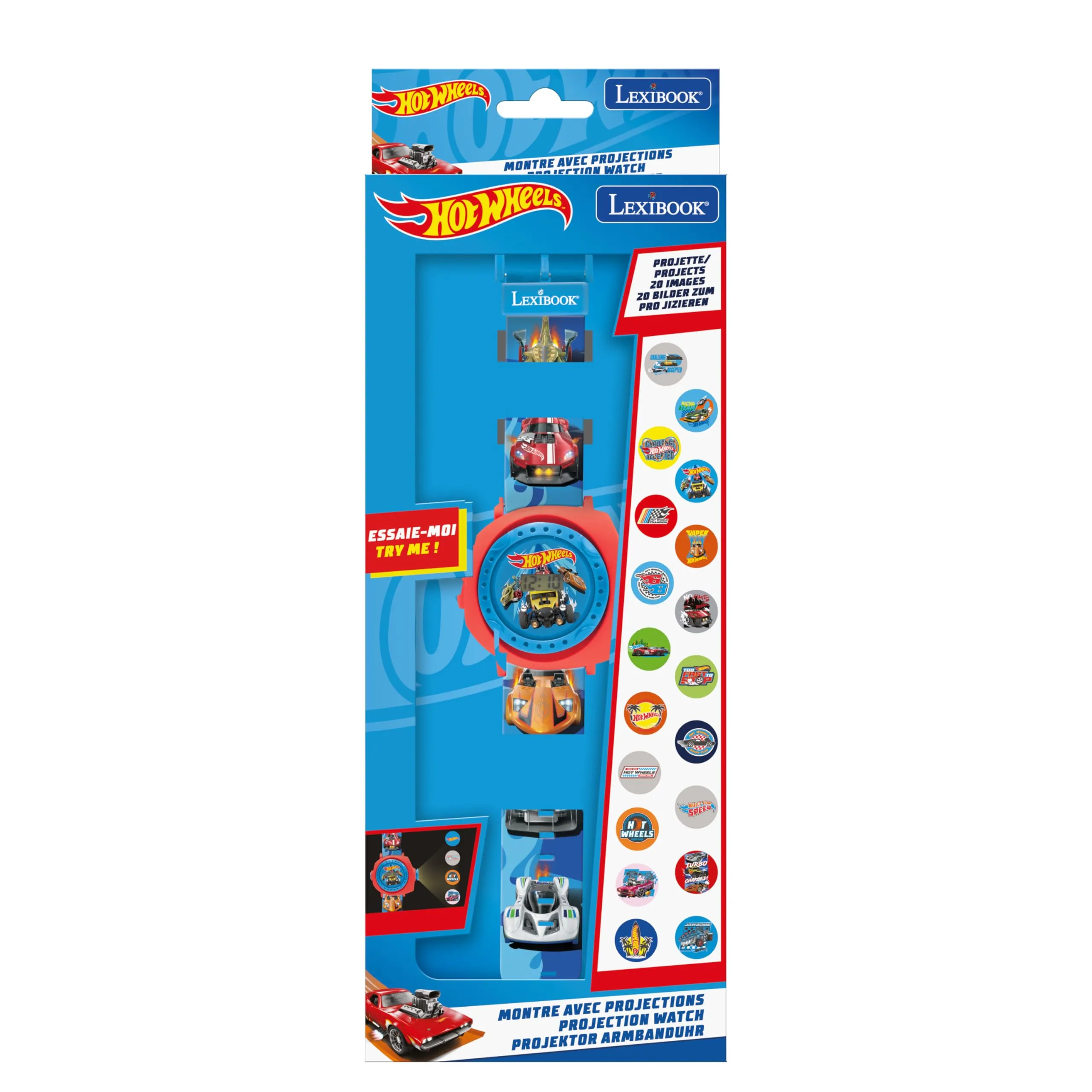 Lexibook Hot Wheels Orologio da Proiezione con Schermo Digitale, Blu, DMW050HW - immagine 5