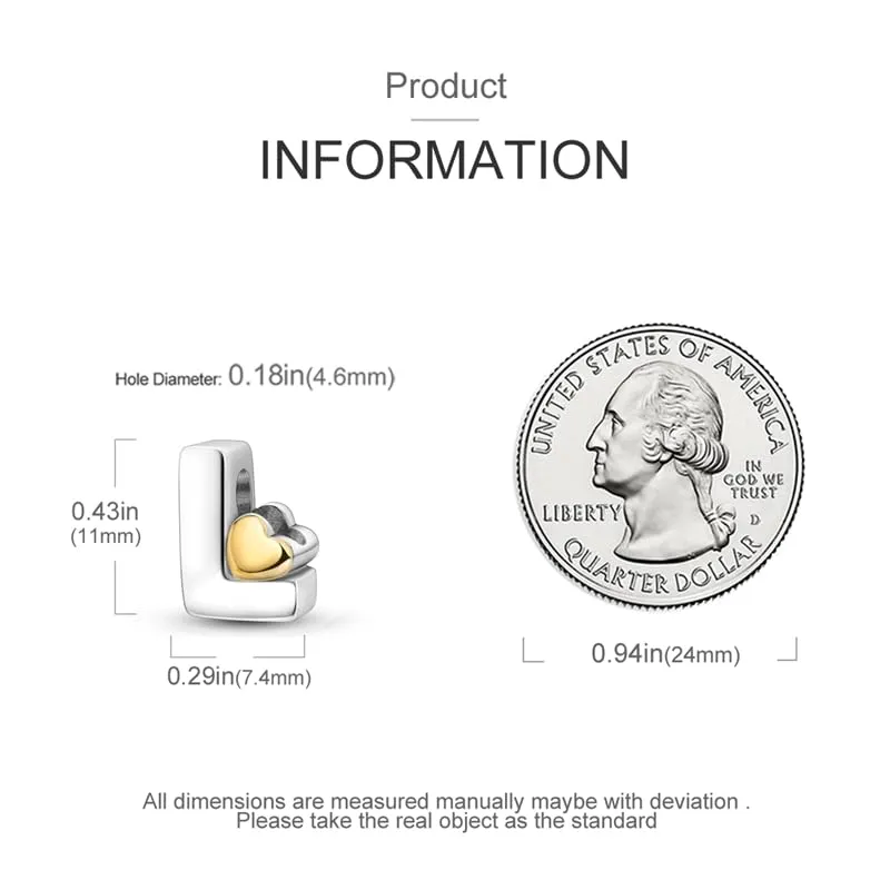 TINSLO Bead Charm Argento Sterling 925 con Lettere e Cubic Zirconia per Braccialetti e Collane europei - immagine 5