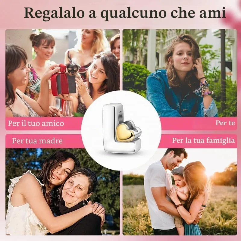 TINSLO Bead Charm Argento Sterling 925 con Lettere e Cubic Zirconia per Braccialetti e Collane europei - immagine 6