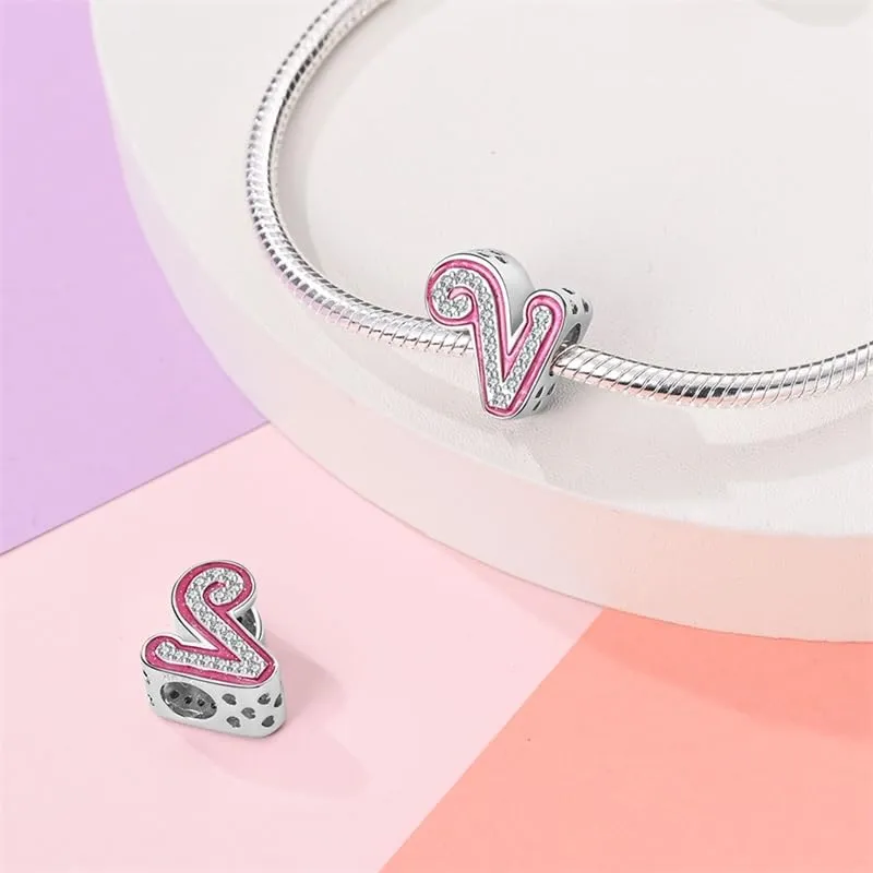 TINSLO Bead Charm Lettere in Argento Sterling 925 con Cubic Zirconia per Braccialetti e Collane European Style - immagine 2