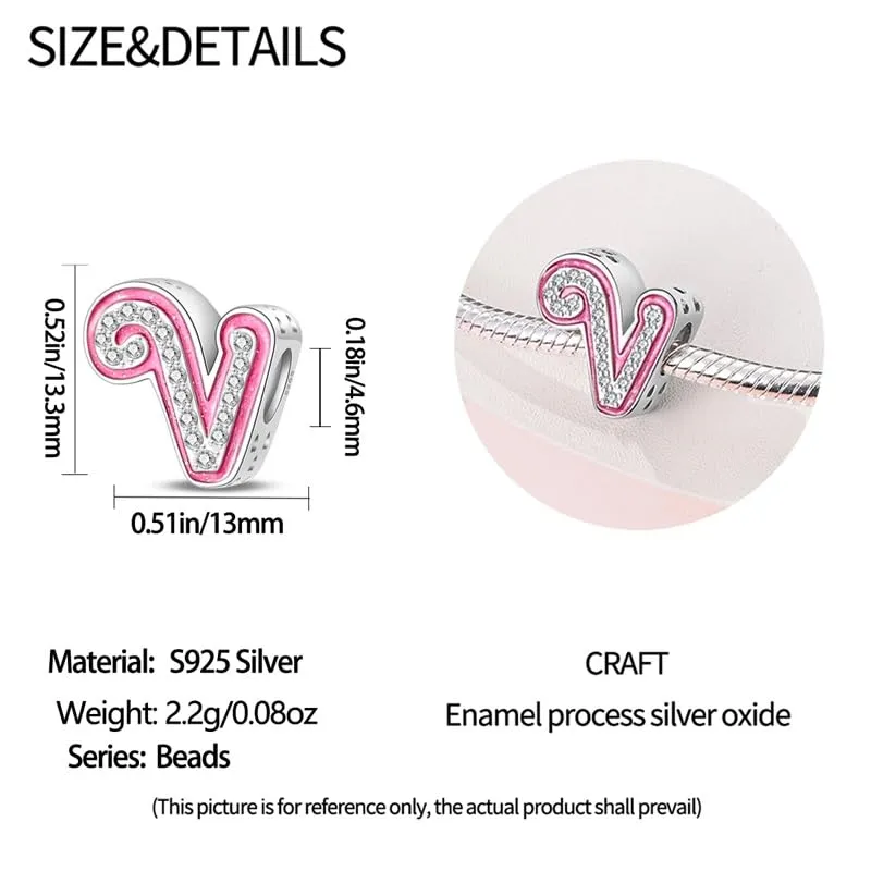 TINSLO Bead Charm Lettere in Argento Sterling 925 con Cubic Zirconia per Braccialetti e Collane European Style - immagine 5