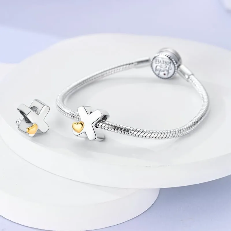 TINSLO Bead Charm Lettere in Argento Sterling 925 con Cubic Zirconia per Braccialetti e Collane Pandora e Europei - immagine 3