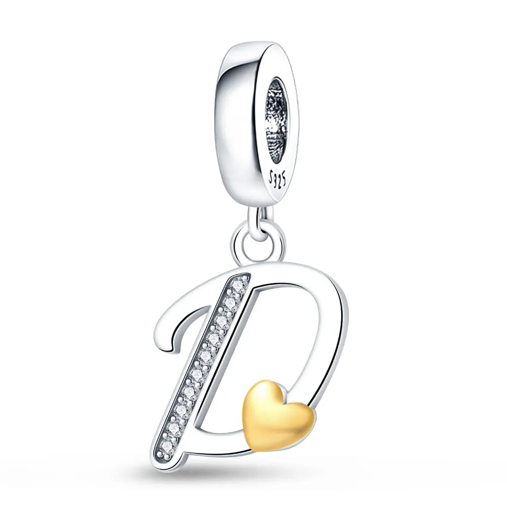 TINSLO Bead Charm Lettere in Argento Sterling 925 con Cubic Zirconia per Braccialetti e Collane Europei - immagine 1
