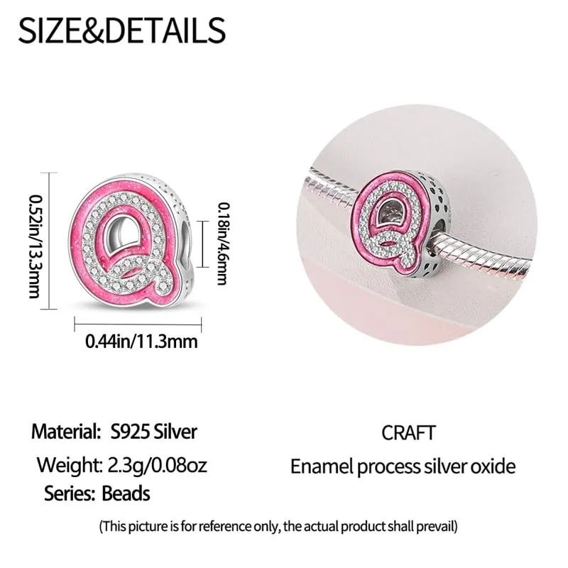 TINSLO Bead Charm Lettere in Argento Sterling 925 con Cubic Zirconia per Braccialetti e Collane Europee - immagine 5