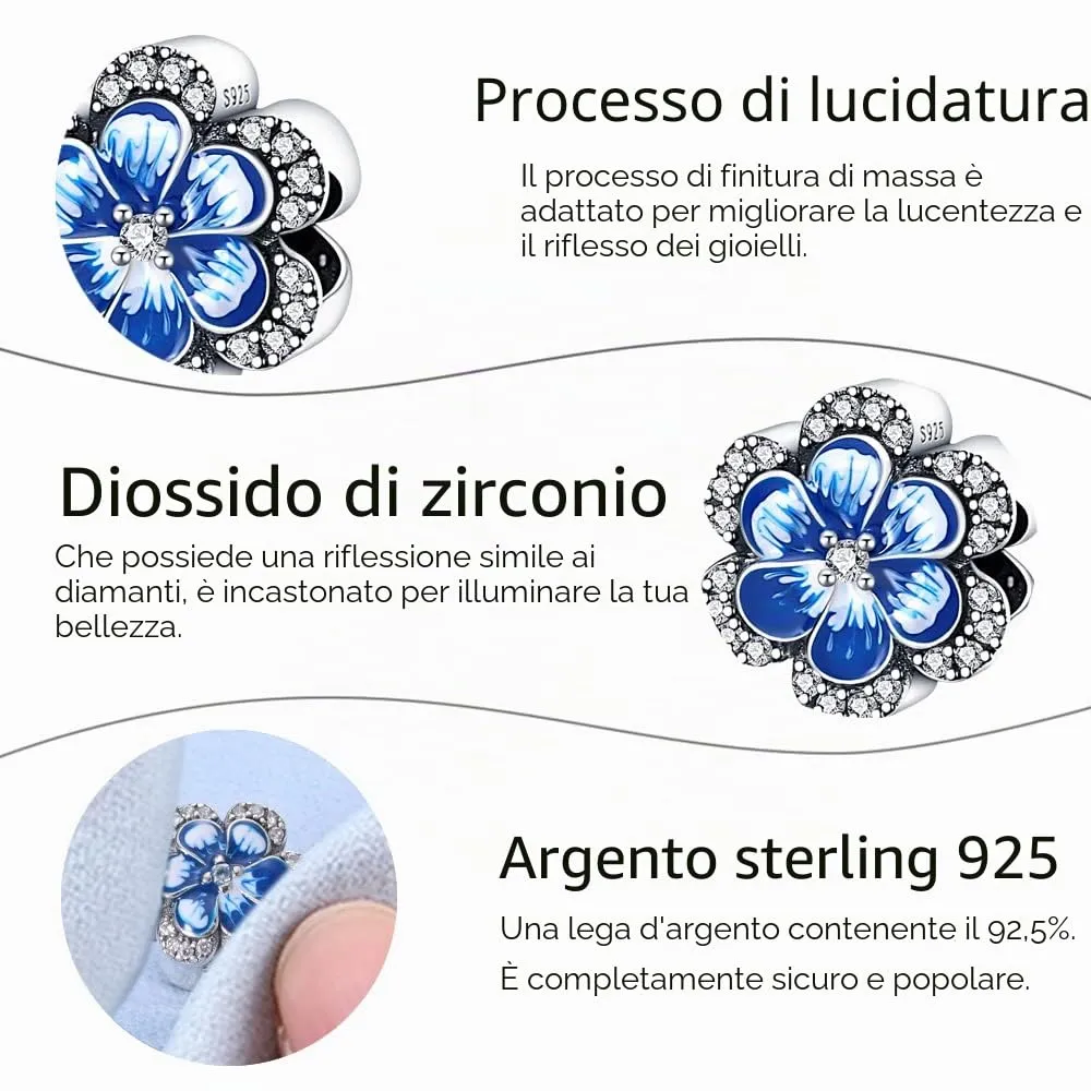 TINSLO Bead Charm in Argento Sterling 925 con Cubic Zirconia, Compatibile con Braccialetti e Collane Europei - immagine 4