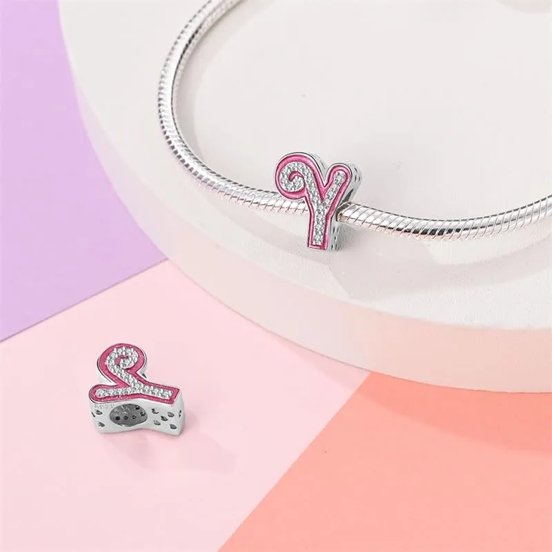 TINSLO Bead Charm Lettere in Argento Sterling 925 con Cubic Zirconia, Compatibile con Braccialetti e Collane Europee - immagine 2