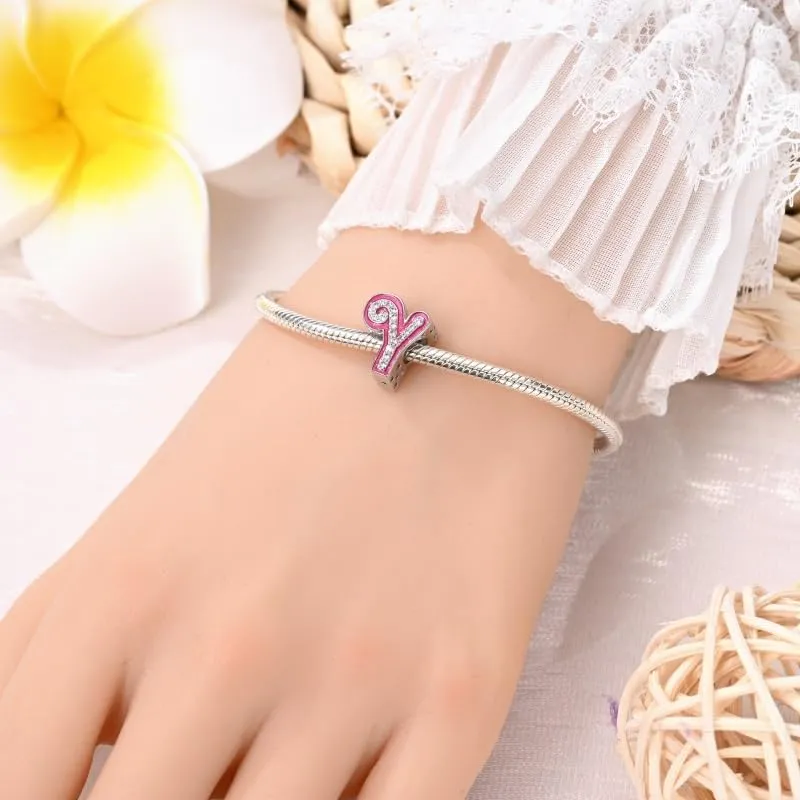 TINSLO Bead Charm Lettere in Argento Sterling 925 con Cubic Zirconia, Compatibile con Braccialetti e Collane Europee - immagine 4