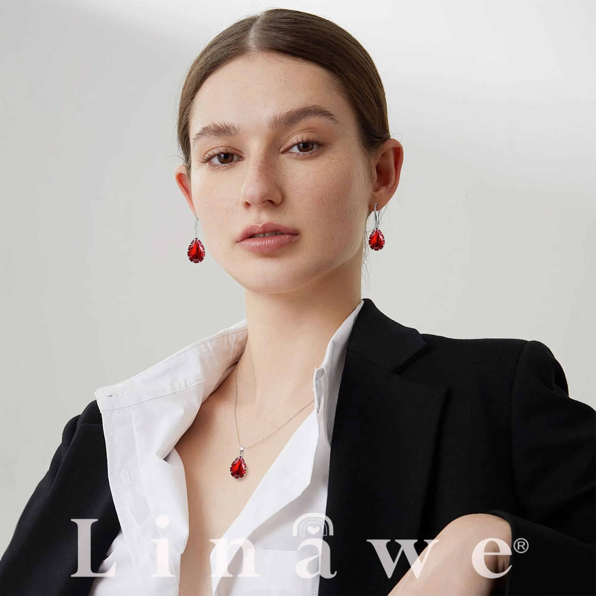 Linawe Set di Gioielli da Sposa con Collana e Orecchini Pendenti - immagine 3