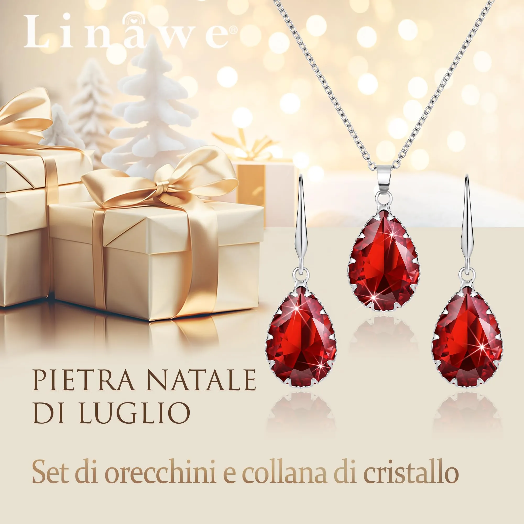 Linawe Set di Gioielli da Sposa con Collana e Orecchini Pendenti - immagine 5