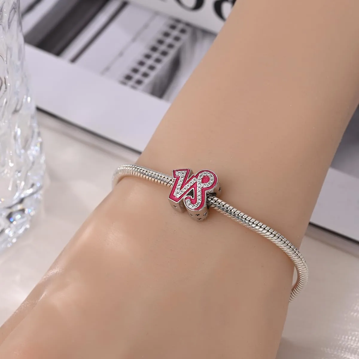 TINSLO Bead Charm in Argento Sterling 925 con Cubic Zirconia per Braccialetti e Collane Europei - immagine 4