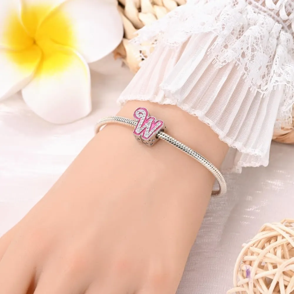 TINSLO Bead Charm Lettere in Argento Sterling 925 con Cubic Zirconia per Braccialetti e Collane Europee - immagine 4