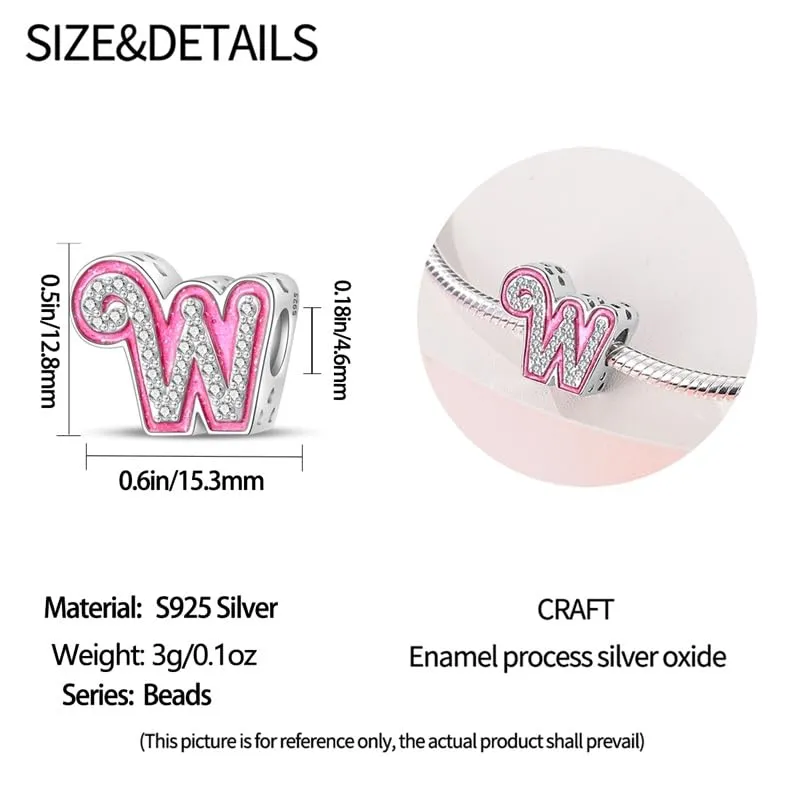 TINSLO Bead Charm Lettere in Argento Sterling 925 con Cubic Zirconia per Braccialetti e Collane Europee - immagine 5