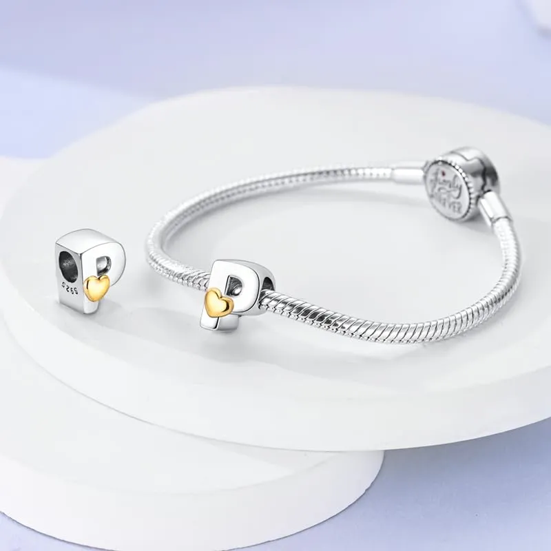 TINSLO Bead Charm Argento Sterling 925 con Lettere e Cubic Zirconia per Braccialetti e Collane Europee - immagine 3