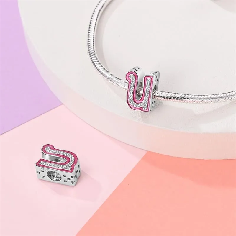 TINSLO Bead Charm Lettere in Argento Sterling 925 con Cubic Zirconia per Braccialetti e Collane Europee - immagine 2