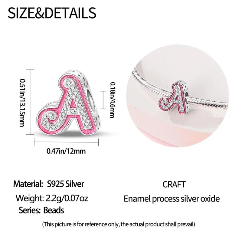TINSLO Bead Charm Lettere in Argento Sterling 925 con Cubic Zirconia per Braccialetti e Collane Europee - immagine 5