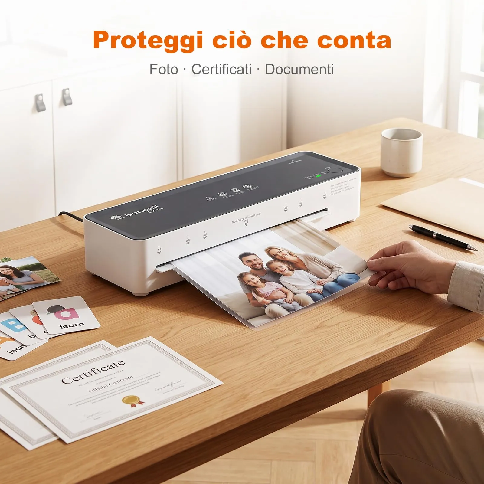 Bonsaii Plastificatrice A4 L421-A, Funzione ABS, 80-125 Micron - immagine 2