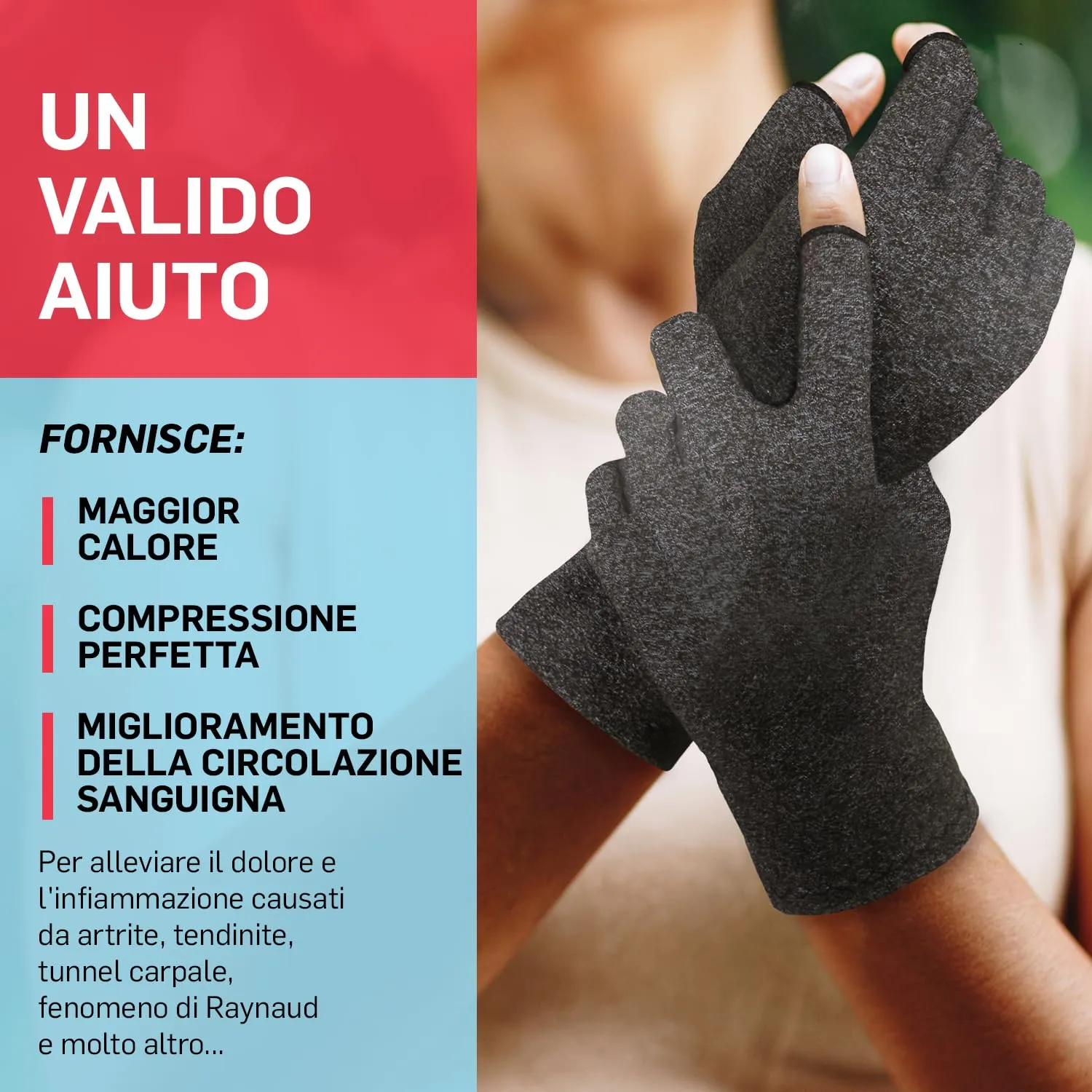 Dr. Arthritis Guanti a Compressione senza Dita per Artrosi, Tunnel Carpale e Sindrome di Raynauds, Grigio, Taglia L - immagine 4