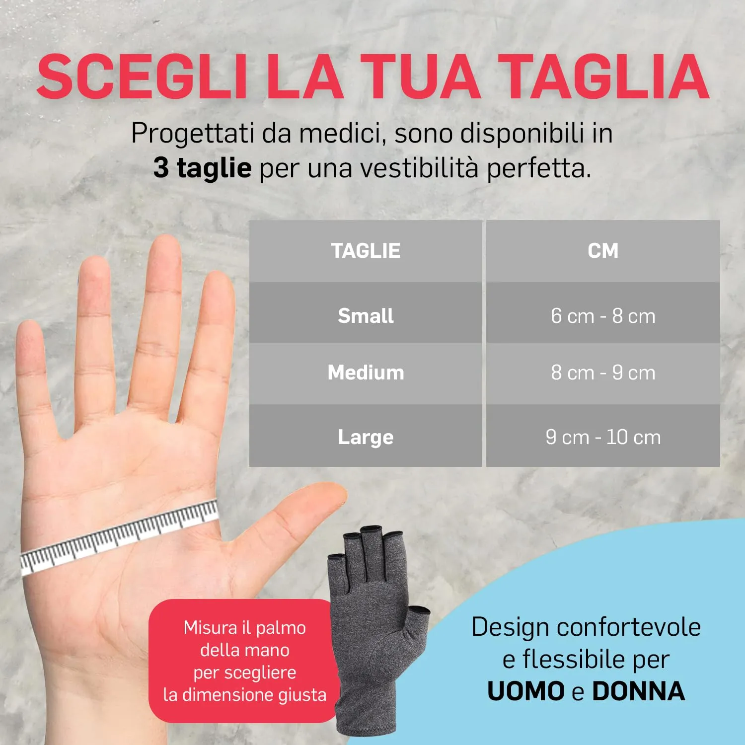 Dr. Arthritis Guanti a Compressione senza Dita per Artrosi, Tunnel Carpale e Sindrome di Raynauds, Grigio, Taglia L - immagine 6