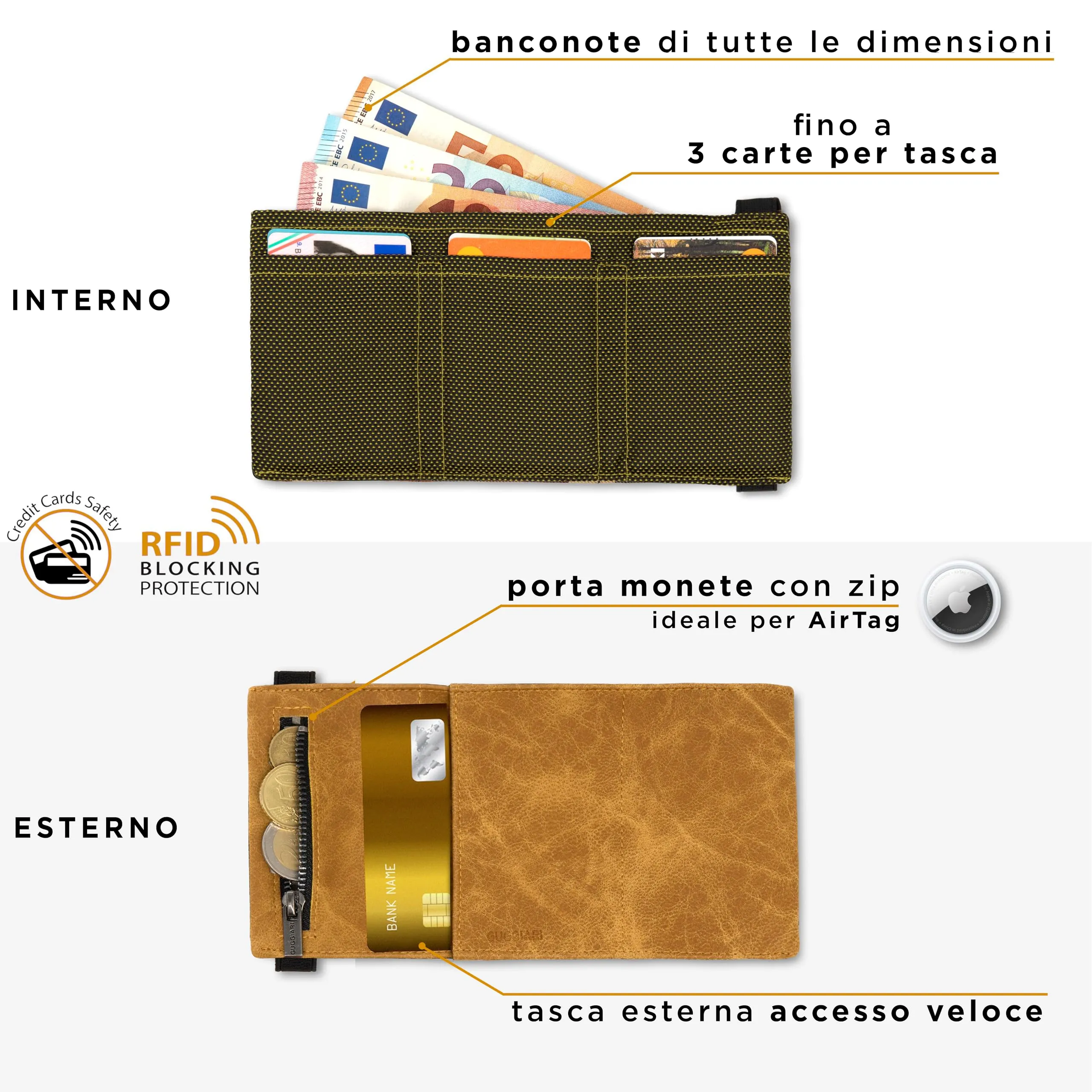 GUGGIARI Portafoglio Uomo in Pelle con Tasca Portamonete e RFID - immagine 2
