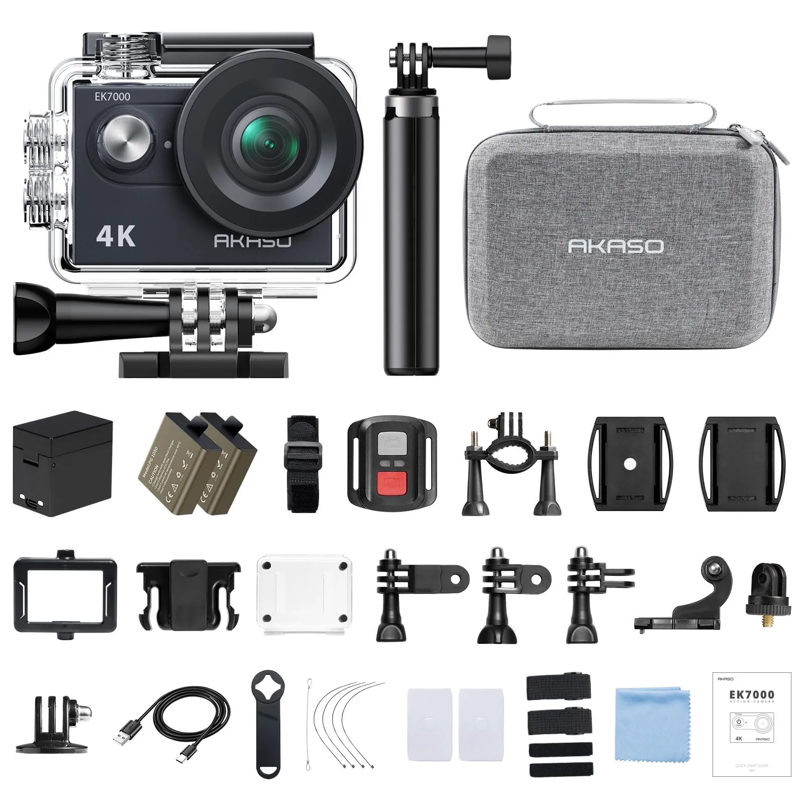 AKASO EK7000 Action Cam 4K 30FPS con Treppiede Selfie e Custodia - immagine 1