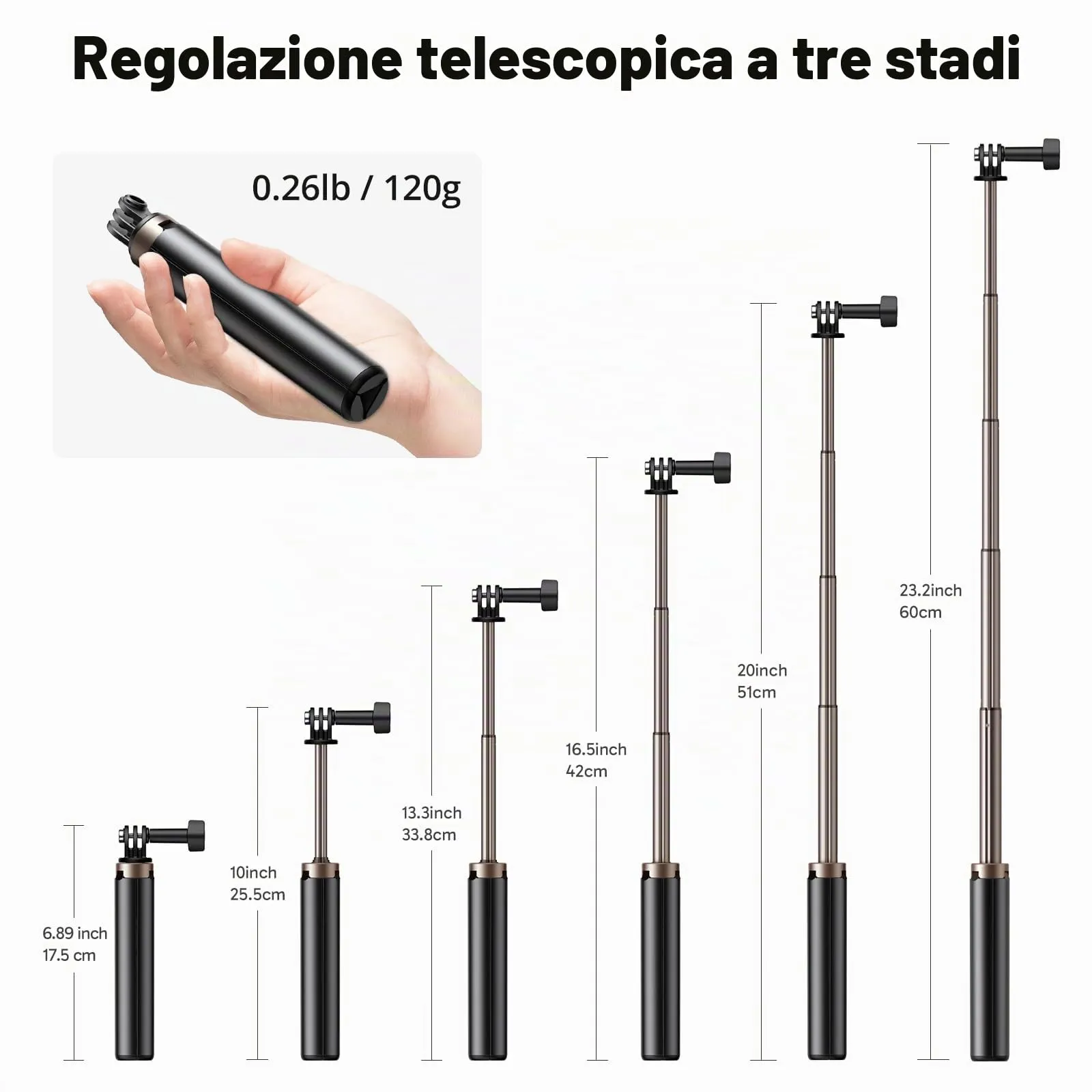 AKASO EK7000 Action Cam 4K 30FPS con Treppiede Selfie e Custodia - immagine 5